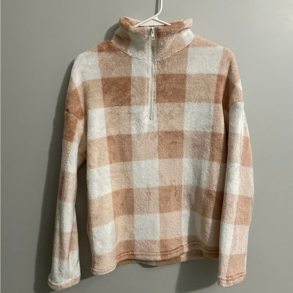 Plaid Quarter-Zip Fleece Pullover